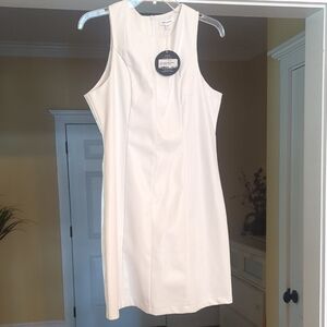 Mittoshop White Sleeveless Sheath Dress Scoop Neck Mini